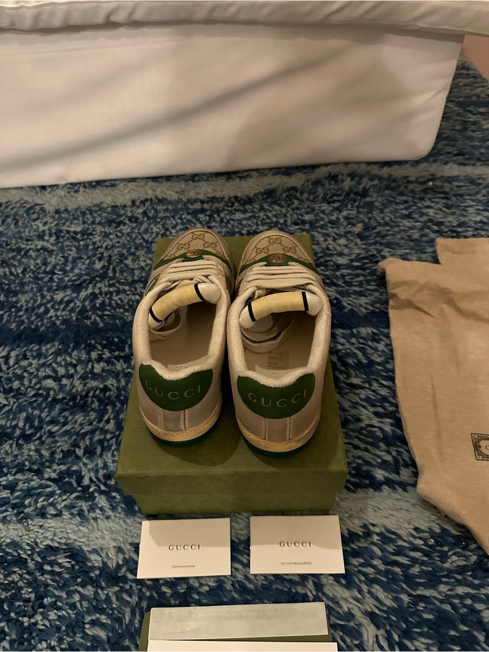 Gucci Beige Monogram Sneakers with Green and Red Web Stripe - Picture 5 of 9